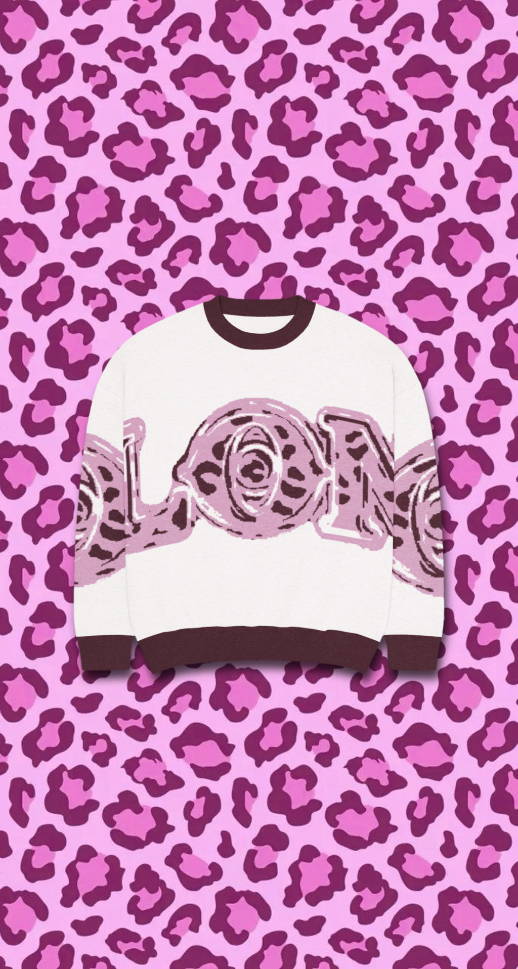 Cheetah print Relaxed fit knitted crew neck sweater