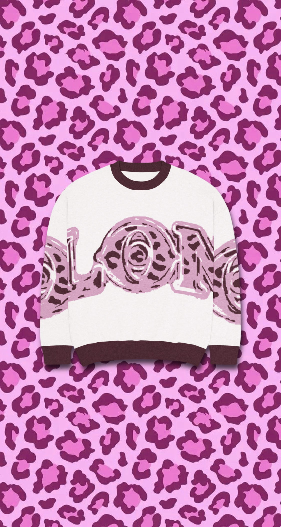 Cheetah print Relaxed fit knitted crew neck sweater